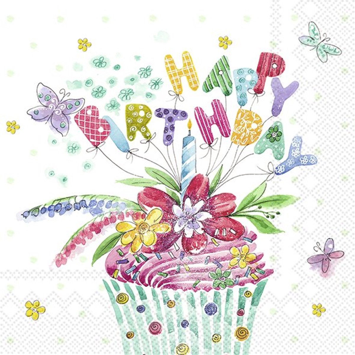 40 Servetten Happy Birthday - 40 verjaardagsservetten - papier - Servetten voor verjaardag feest party - cupcake