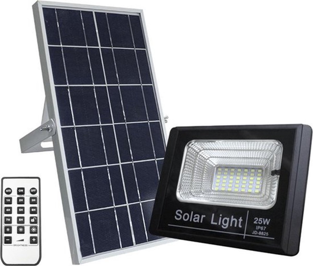 Solar wandlamp buiten 'Capital I' - Floodlight - Koud wit licht (6500K) - 1000 lumen - Met afstandsbediening - IP66 - Schijnwerper met los zonnepaneel - Tuinverlichting op zonne-energie