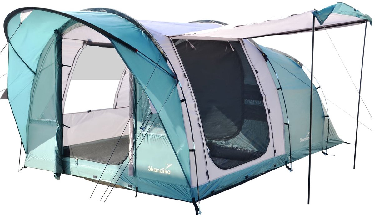 Skandika tunneltent Egersund 3 Sleeper Protect - Camping tent voor 3 personen, Sleeper-technologie, ingenaaide tentvloer, nachtzwarte slaapcabine, 2 m stahoogte, waterdicht, 5000 mm waterkolom