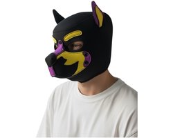 Hondenmasker Paars Geel Zwart – Puppy Play Masker – Verstelbaar & Comfortabel – Uniseks BDSM Accessoire – Kinky Pleasure®