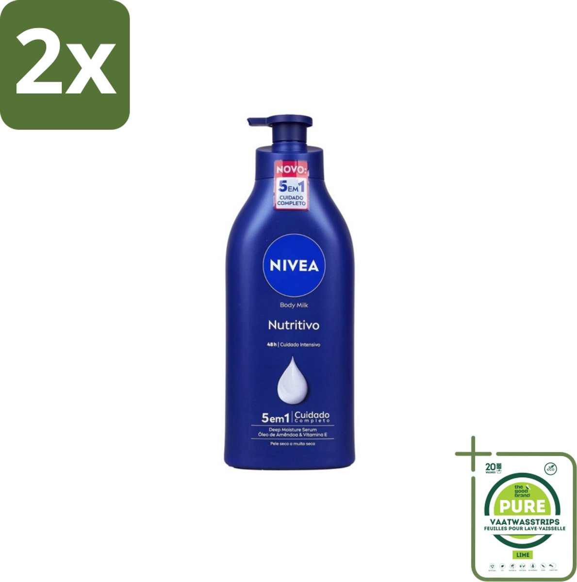 Nivea – Bodymilk – Original met Pomp – 500 ml - Voordeelverpakking - 2 stuks - Bodymilk - Hydratatie