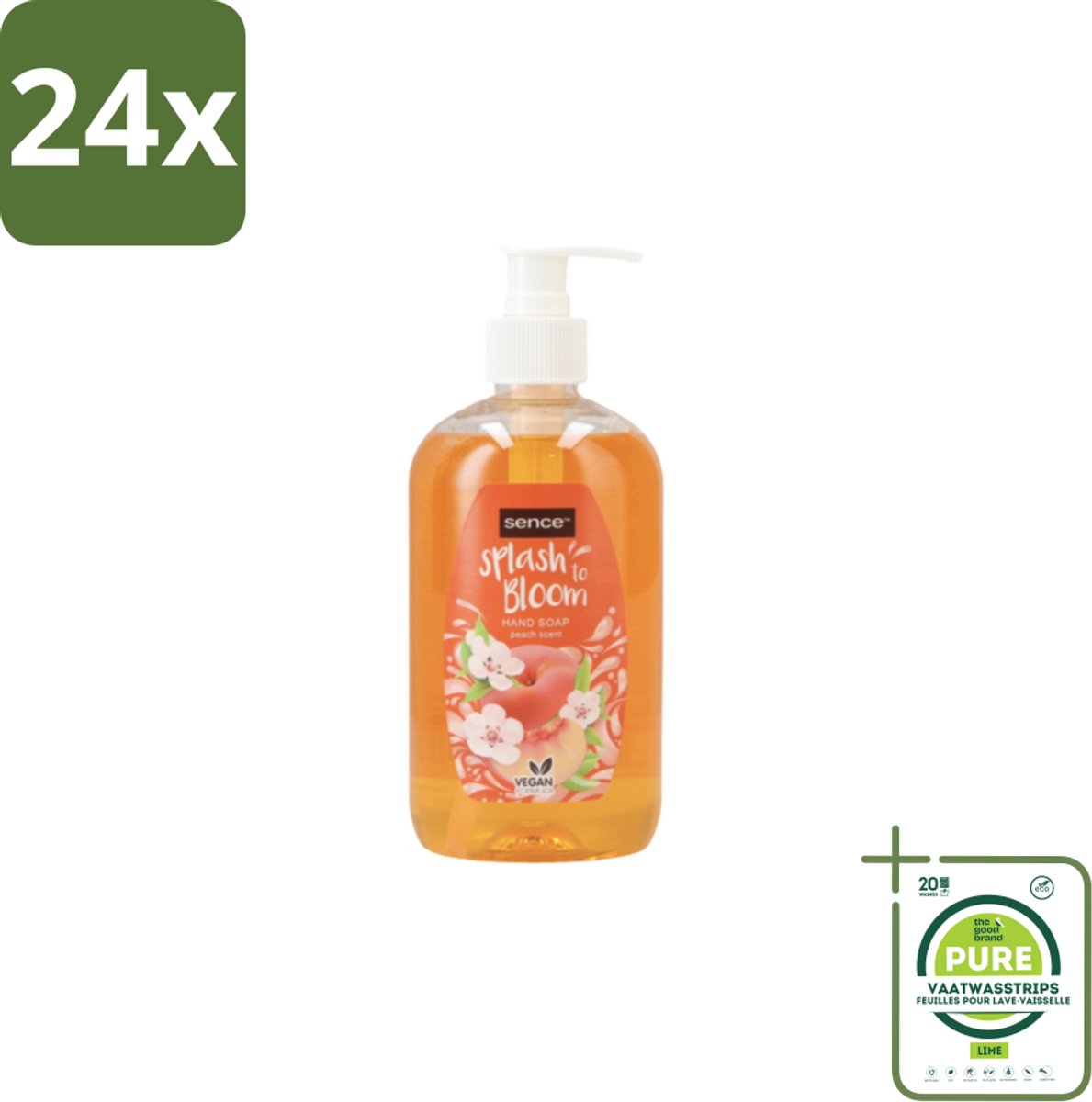 Sence – Handzeep – Splash To Bloom Peach – 500 ml - Voordeelverpakking - 24 stuks - Handzeep - Perzikgeur