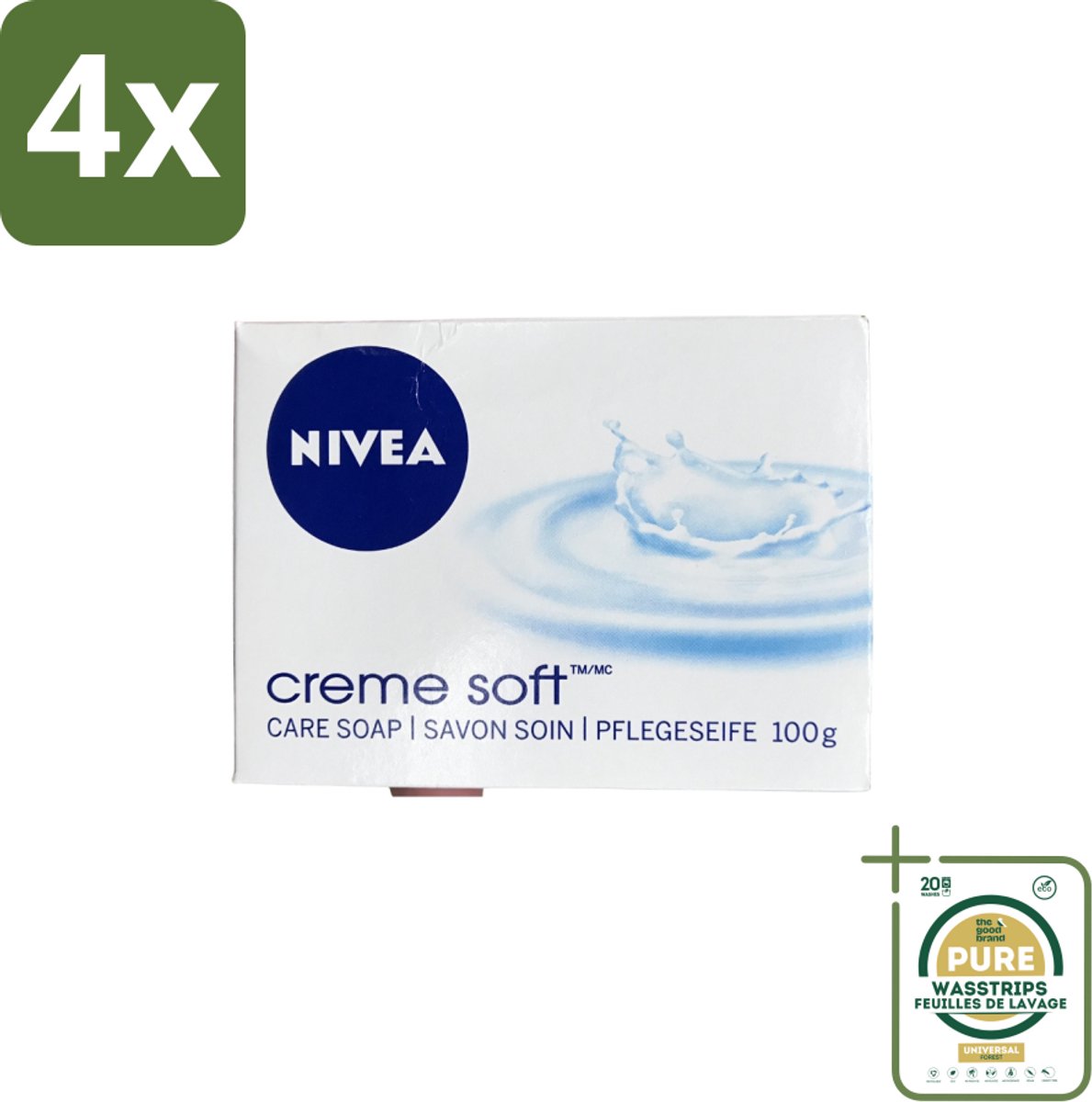Nivea – Zeep – Creme Soft – 100 g - Voordeelverpakking - 4 stuks - Crème zeep - Huid verzorging