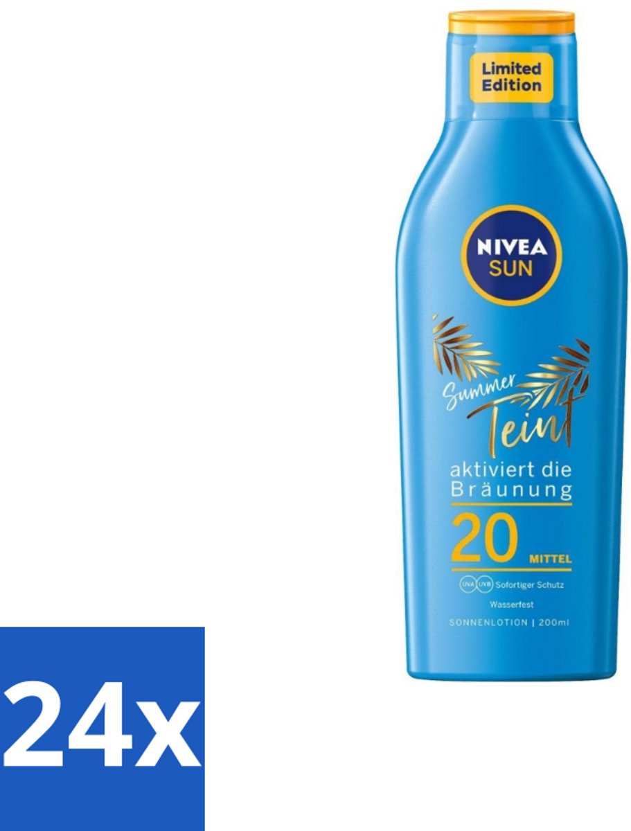 Nivea Sun – Zonnemelk – Zomerteint SPF 20 – 200 ml - Voordeelverpakking - 24 stuks