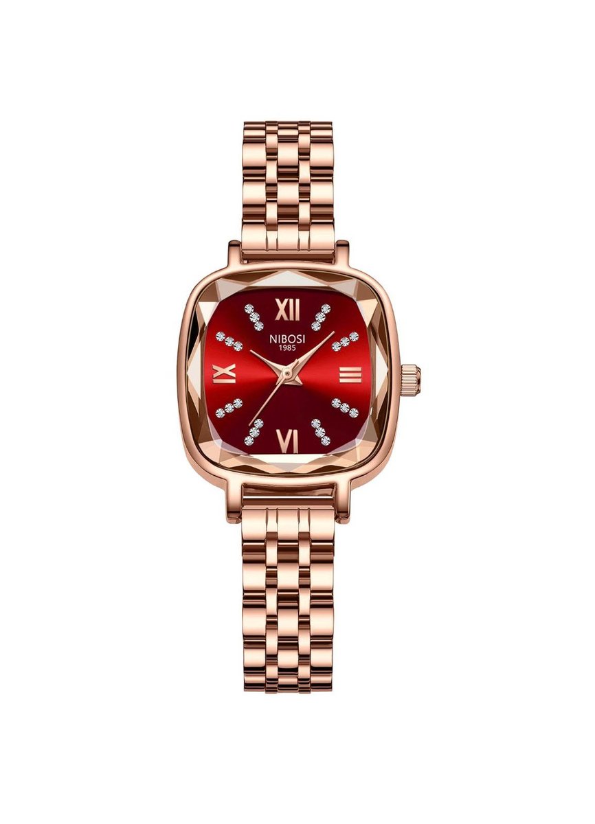 Nibosi - Dameshorloge - Polshorloge - Horloge - Geschenkdoos - Vrouwen - Rosé Rood - Doos
