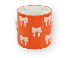 Housevitamin Plantenpot Strikjes – Dolomiet – Oranje & Roze – 12,5x12,5x13 cm – Waterdicht – Design Bloempot – Speelse Eyecatcher