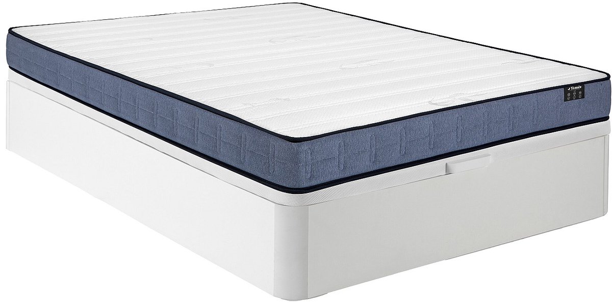 Vente-unique Set 140 x 190 cm wit kofferbed + pocketveringmatras dikte 19cm - DAYNI van YSMÉE