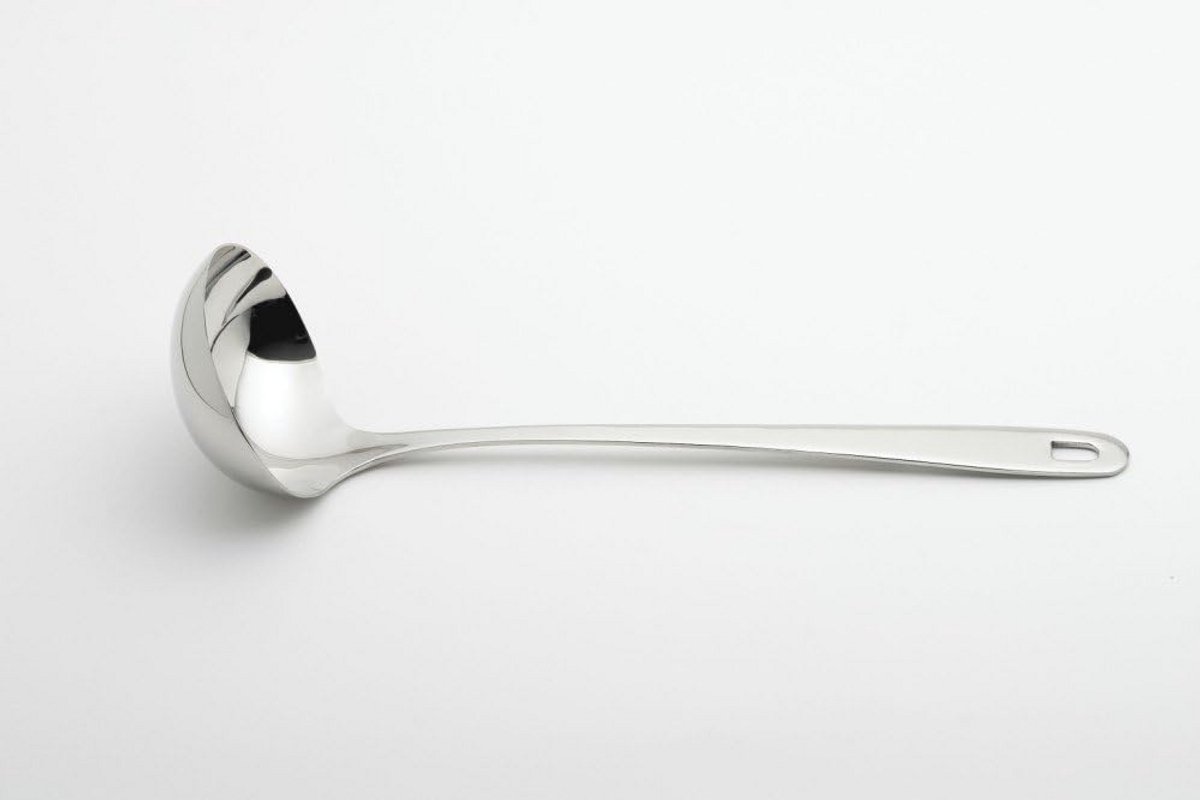 Witte pollepel 30 cm RVS voor koken en serveren
