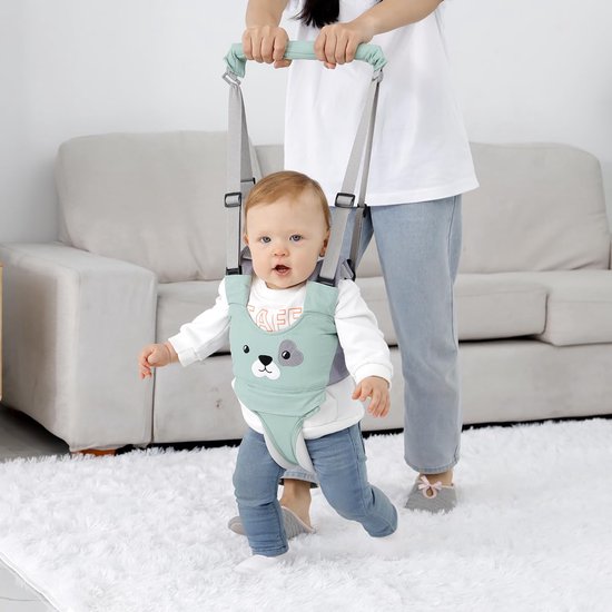 Baby Loopgordel Met Handvat - Ademend - Verstelbaar - Voor Peuters 7-24 Maanden - Groen Puppy — afbeelding 5