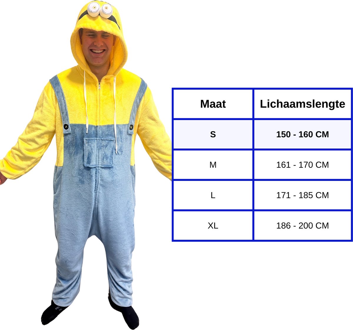 Carnavalskleding - Onesie - Kostuum - Blauw / Geel - S - cm - Jongens & Meisjes - Verkleed als Kinderfiguren - Kinderen & Volwassenen — afbeelding 2