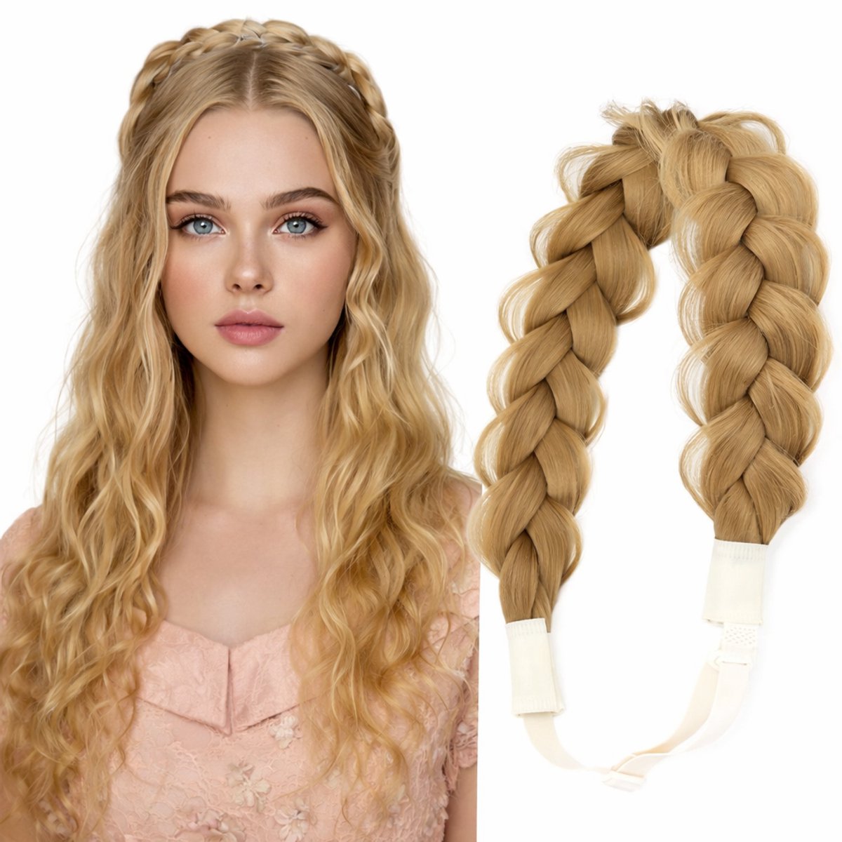 SassyGoods Haarband Dames Meisje Vlecht - Haarbanden - Diadeem - Vlechtband - Verstelbare Haarband – Blond