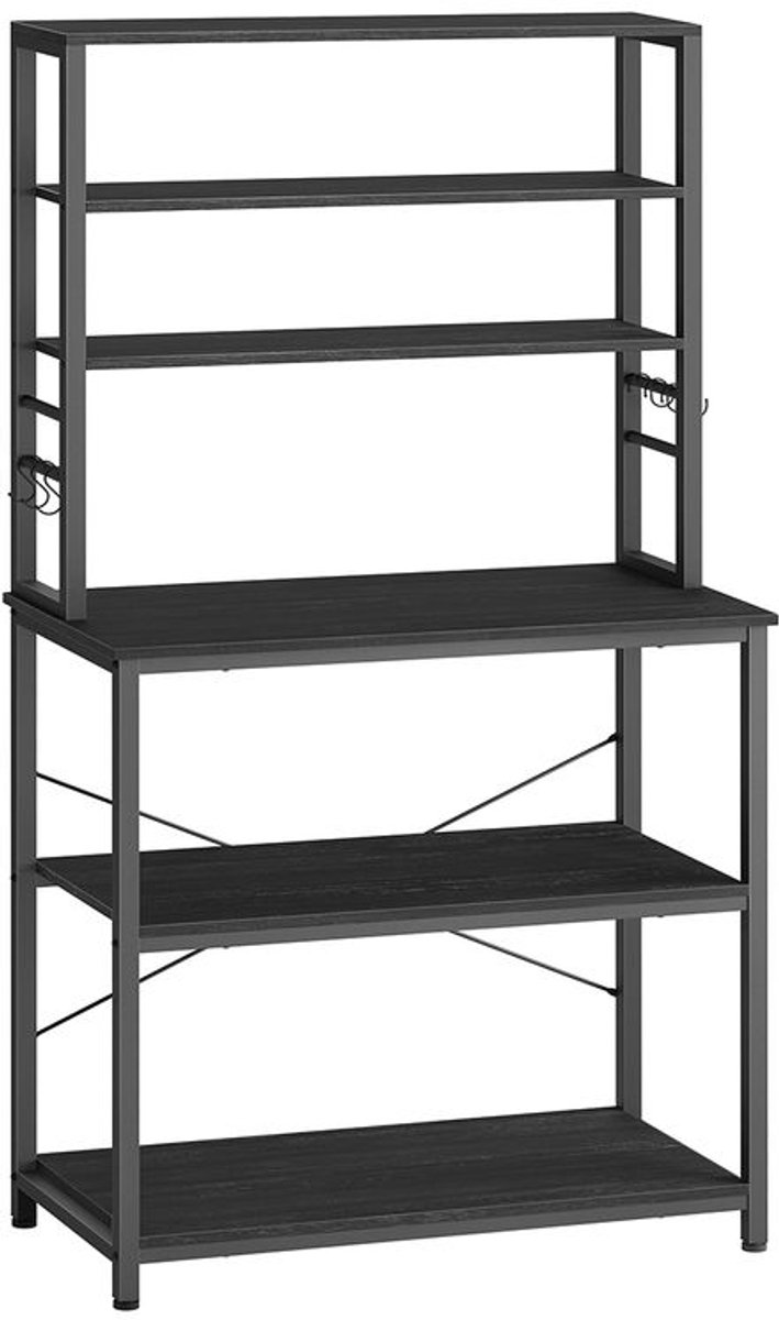 VASAGLE Keukenplank met planken en haken industrieel design KKS019B22