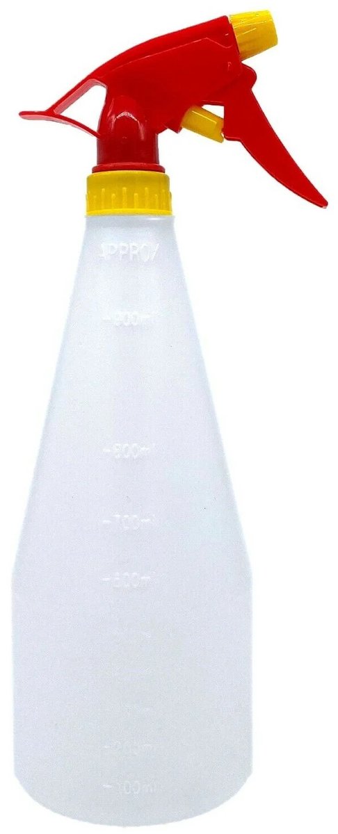 Pro Garden Plantenspuit - water versproeiers - kunststof - rood/geel - inhoud 1 liter - voor binnen in huis of in de tuin