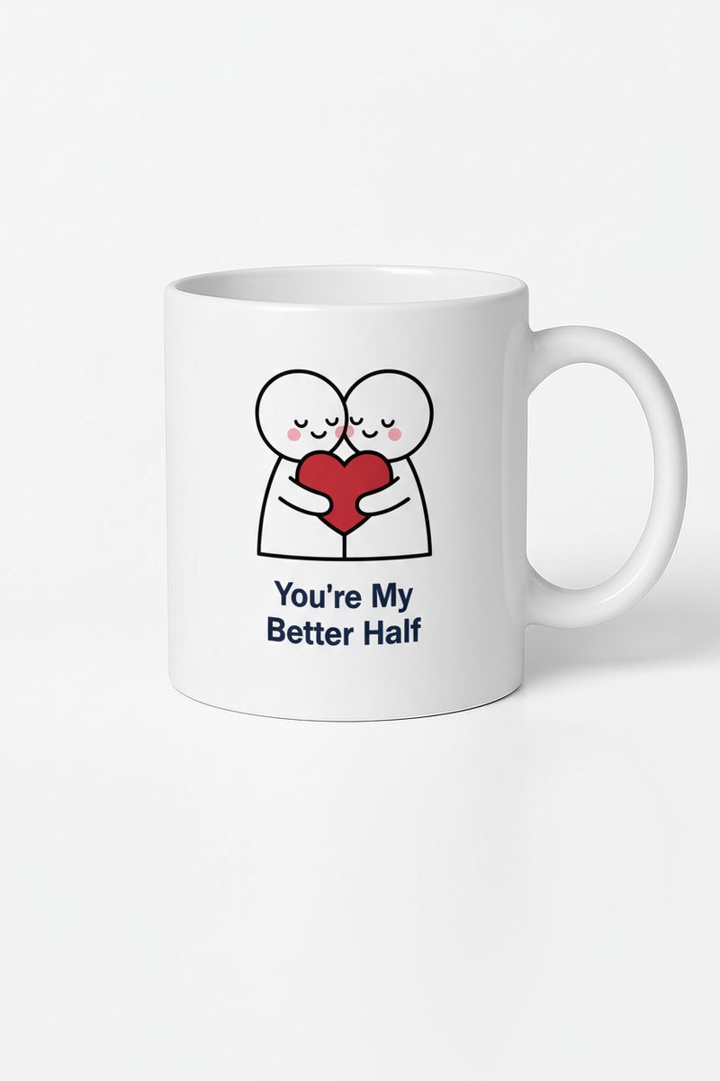 Mok 'You're My Better Half' - Romantisch Cadeau Liefde Koppel Hart