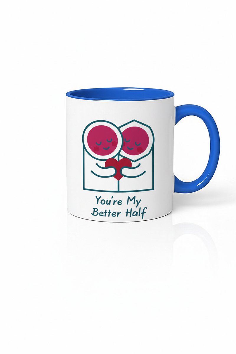 Romantische Mok 'You're My Better Half' - Koppel Design Blauw - Liefdescadeau