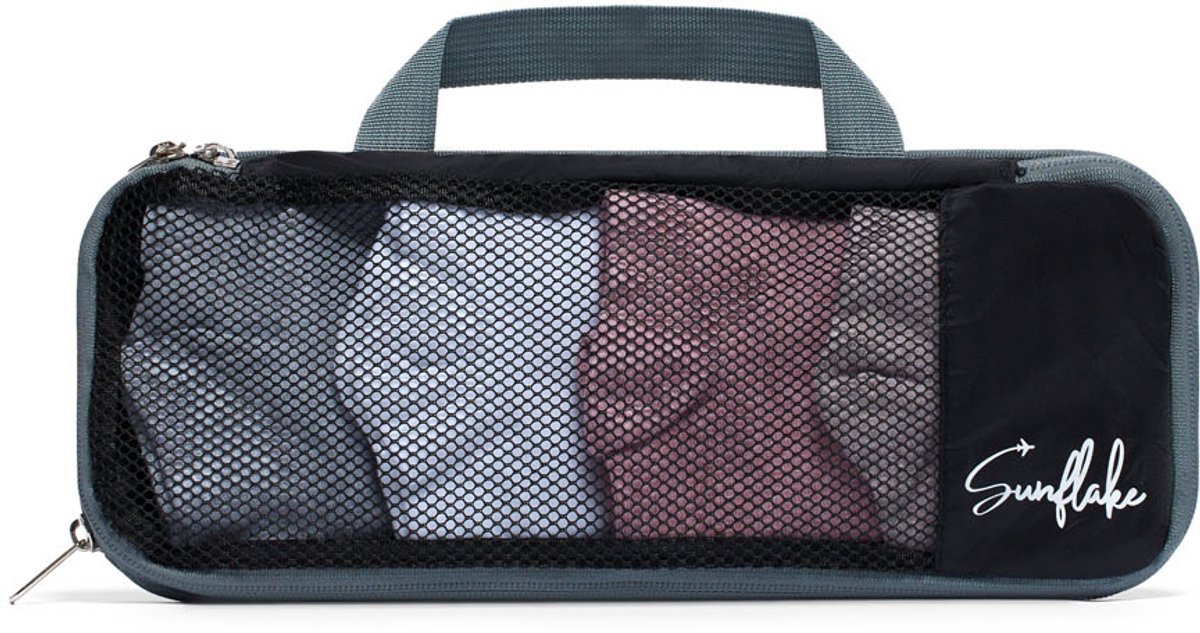 Packing Cube met Compressierits - Losse Compressie Cube - Smalle tas - Mesh Zwart | Sunflake