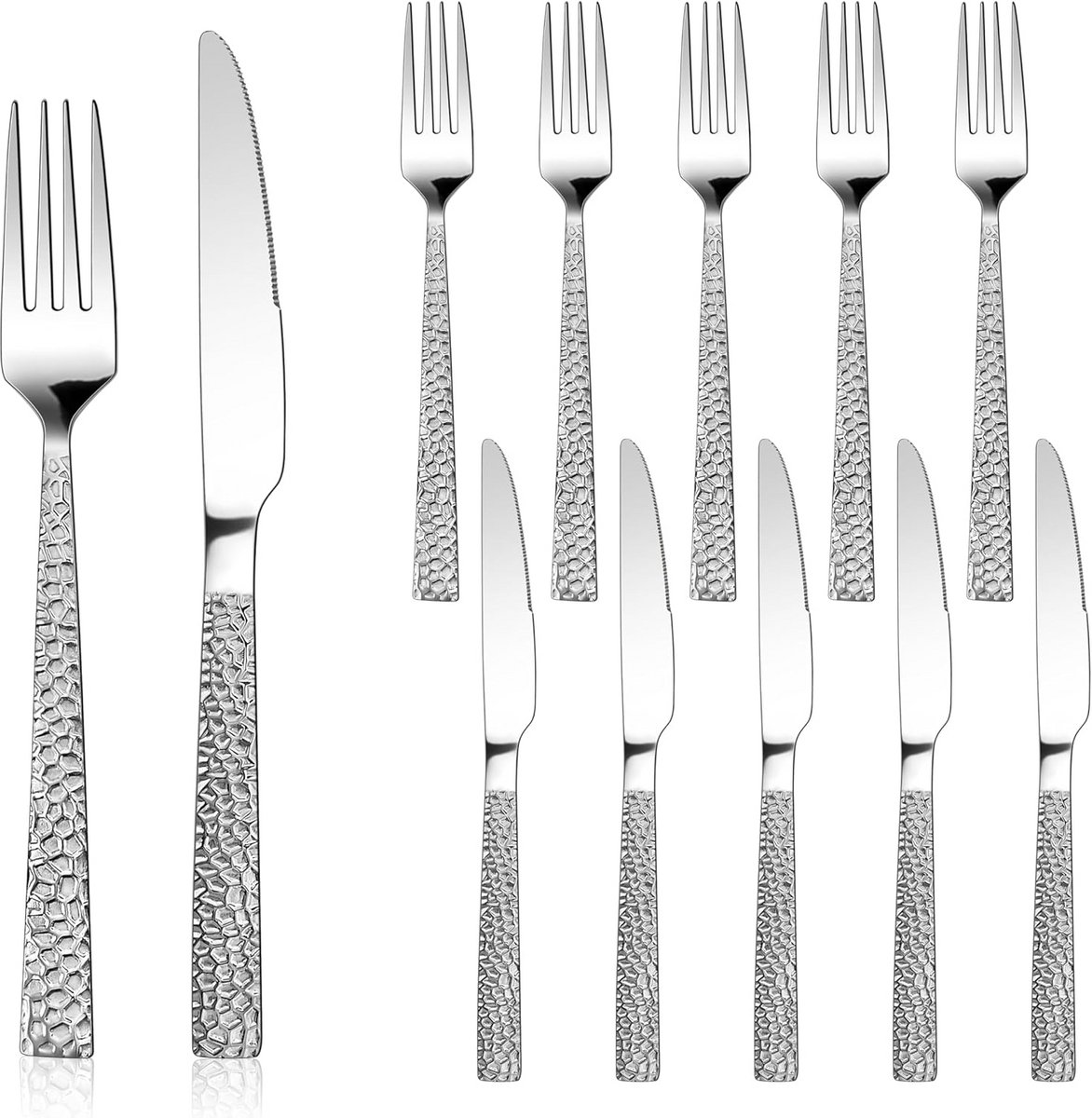 RVS Steakmessen Set (12 Delig) - Hoogwaardig Bestek voor Vlees