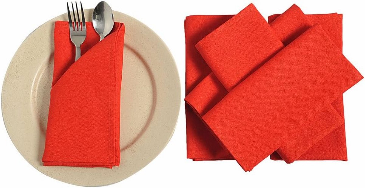 Set van 6 Katoenen Diner Servetten - 100% Natuurlijk Linnen Tafeltextiel