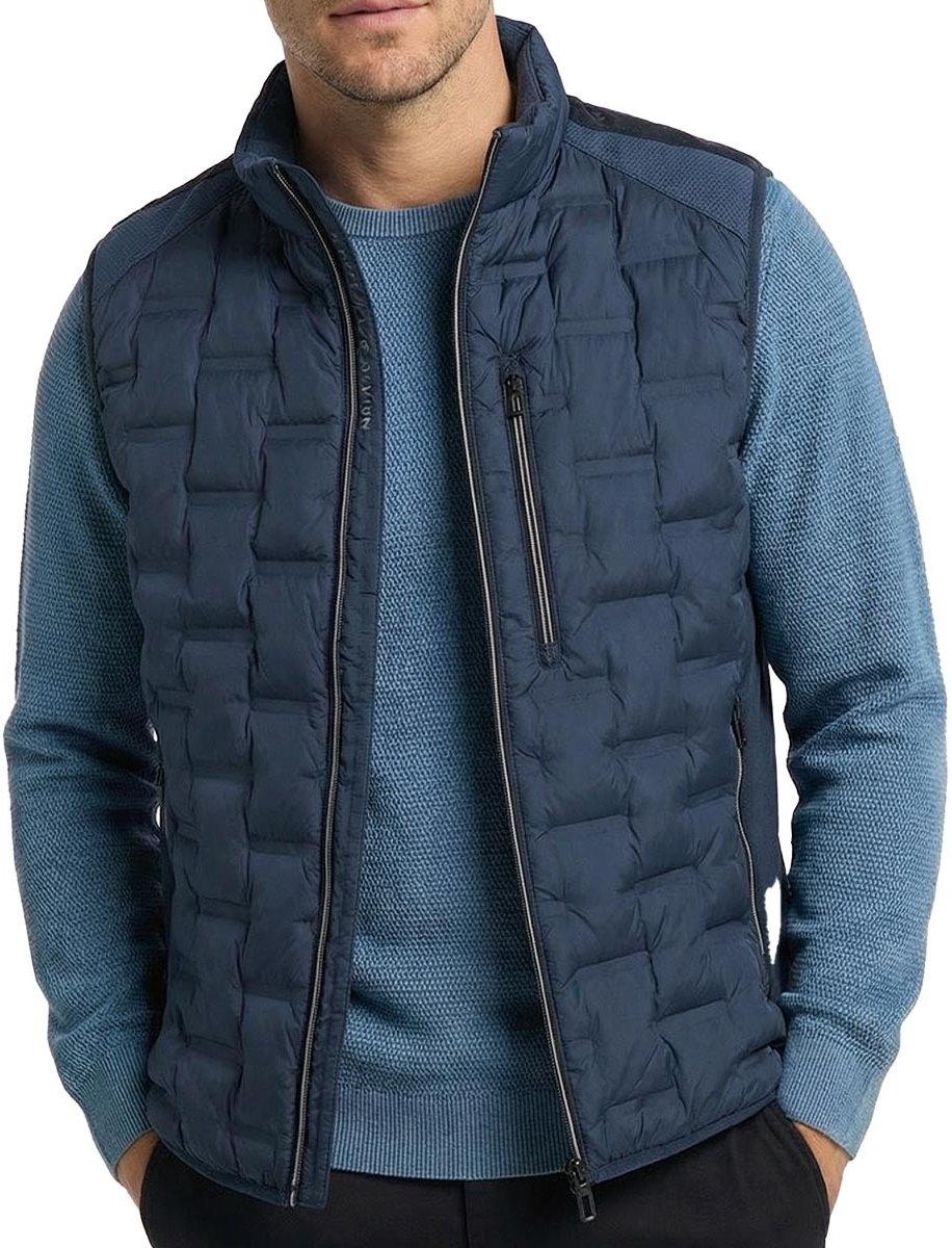 Donkerblauwe bodywarmer Casa Moda structuur