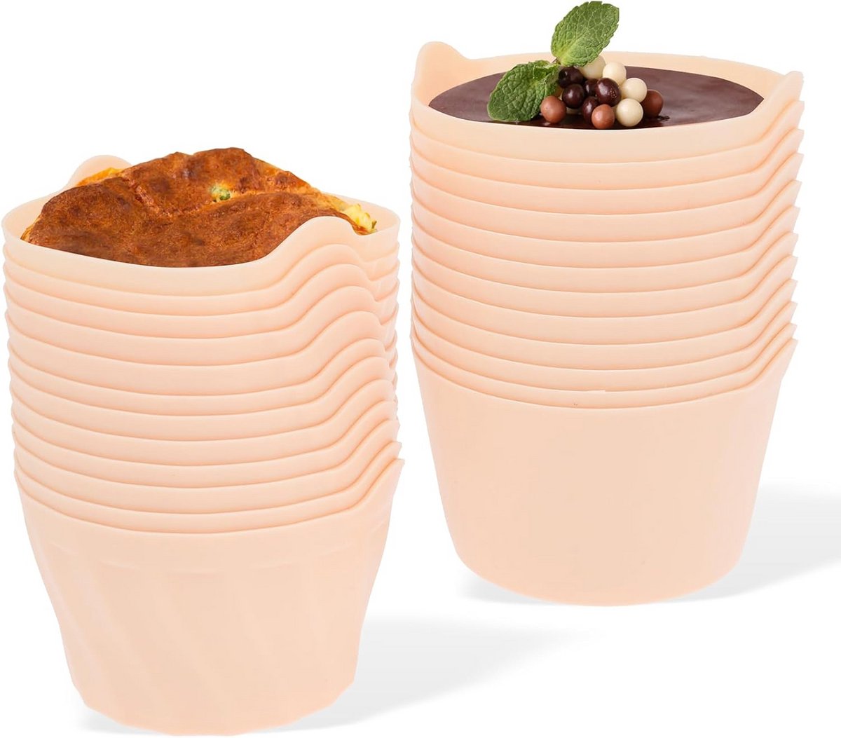 24 Herbruikbare Siliconen Muffin- en Cupcakevormpjes voor Oven en Airfryer