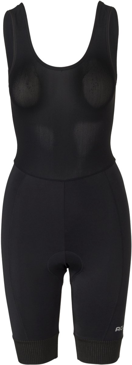 AGU Essential - Bibshort - Fietsbroek - Wielrenbroek - Dames - Zwart - Core Pad zeem - Mesh bretels - Elastische manchetten - Reflecterende details - S