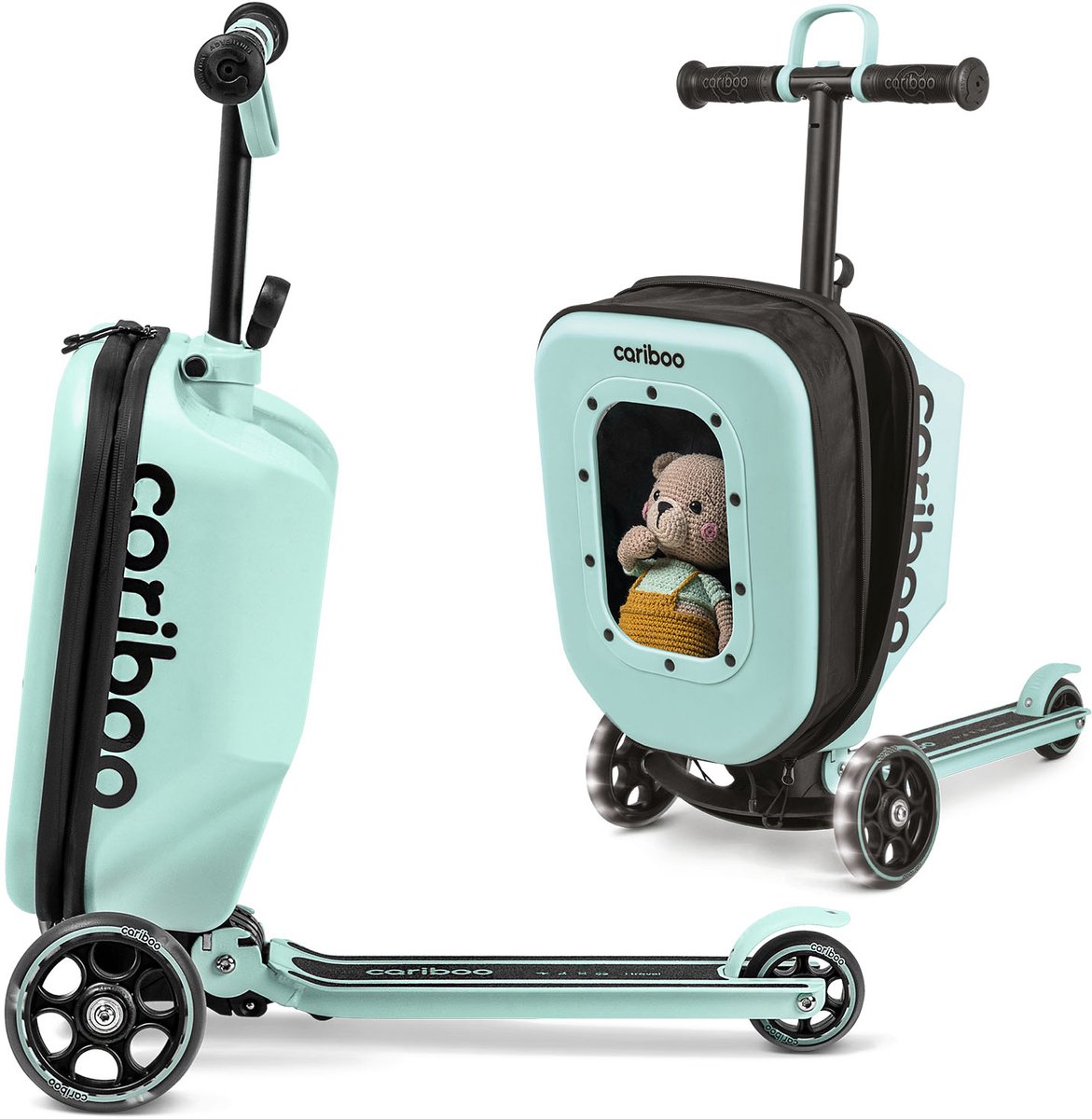 Cariboo iTravel - Step - Munt - Vanaf 2 jaar - voor Jongens en Meisjes - Kinderstepjes - Met Een Koffer - Verstelbaar stuur