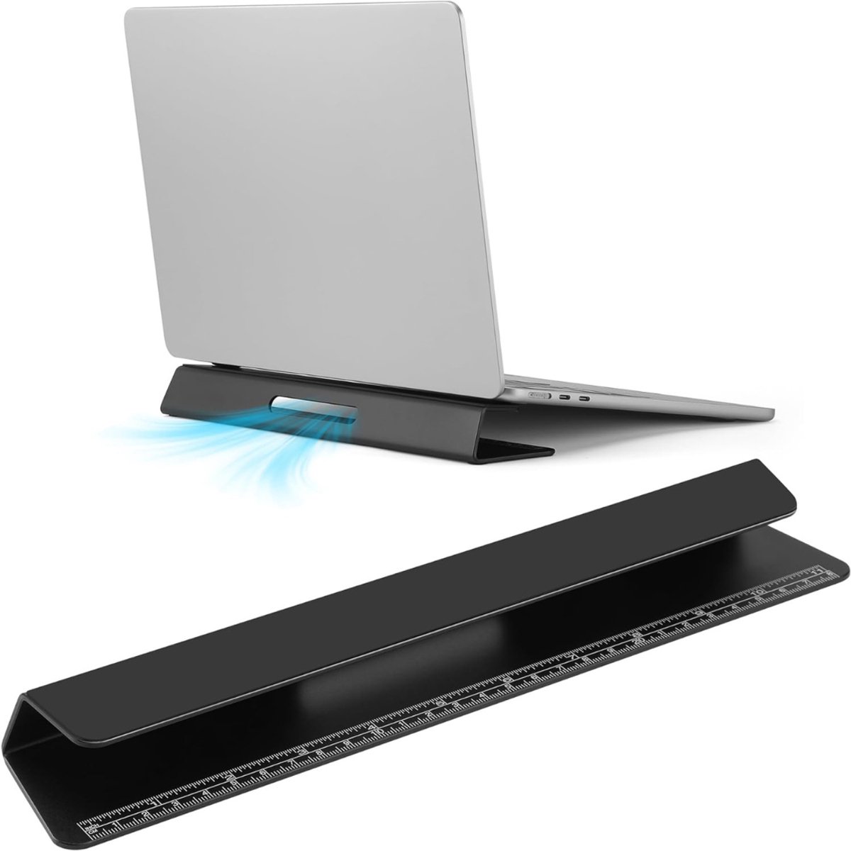 Octav8® Laptop Verhoger - Laptophouder - Laptopstandaard - Aluminium - Zwart