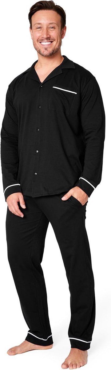 Herenpyjama Lange Mouwen Katoen Tweedeels Set Herfst Winter Comfortabel