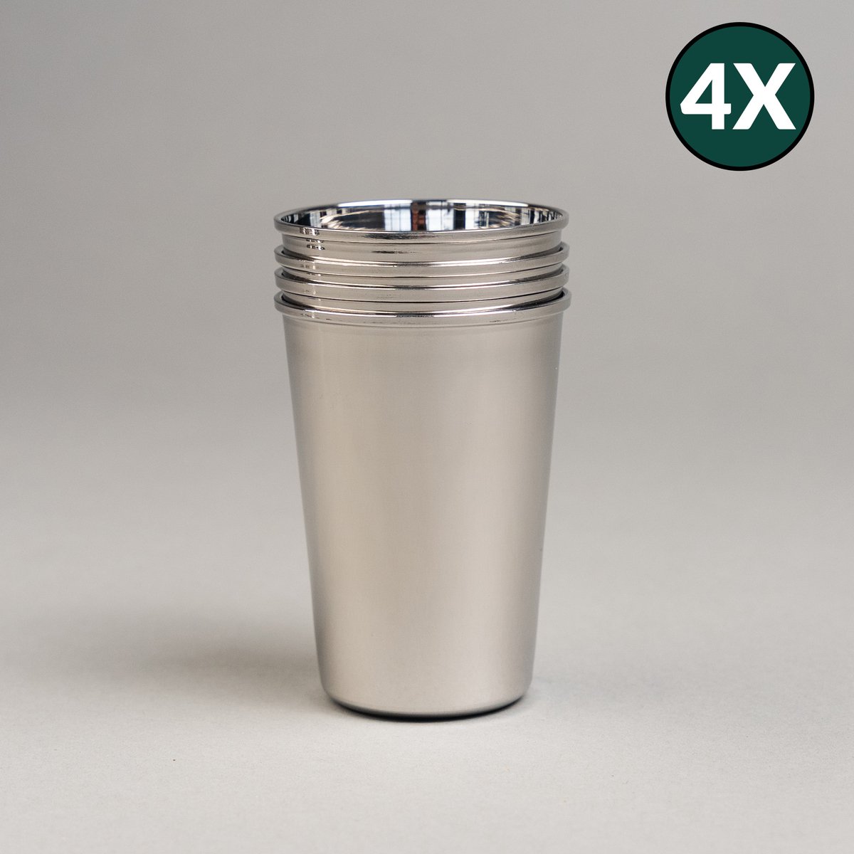 RVS Bekers - Set van 4 - Stapelbaar - 350 ml - Duurzaam - Wegwerp alternatief - Sterke beker - Talli