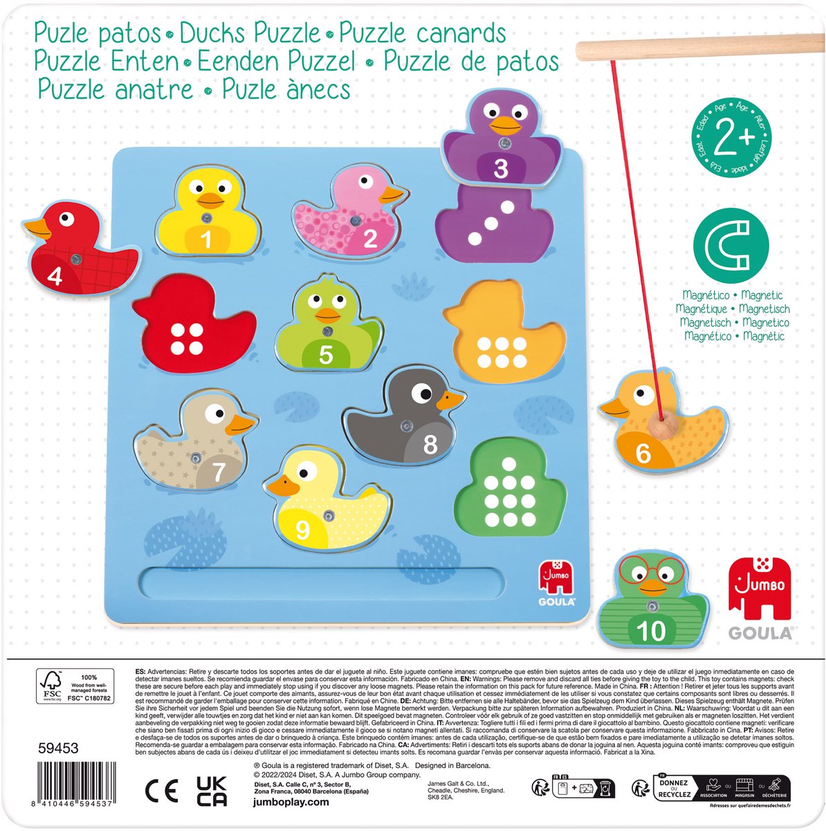 Jumbo - Goula - Magneetpuzzel Eenden - Kinderpuzzel - 10 stukjes