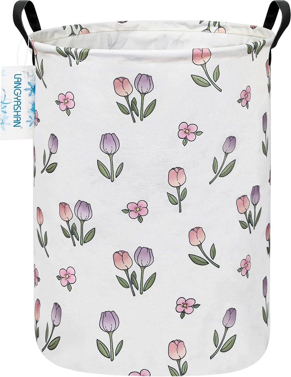 Opvouwbare Was- en Opbergmand van Canvas voor Speelgoed en Kleding - Tulpen Design