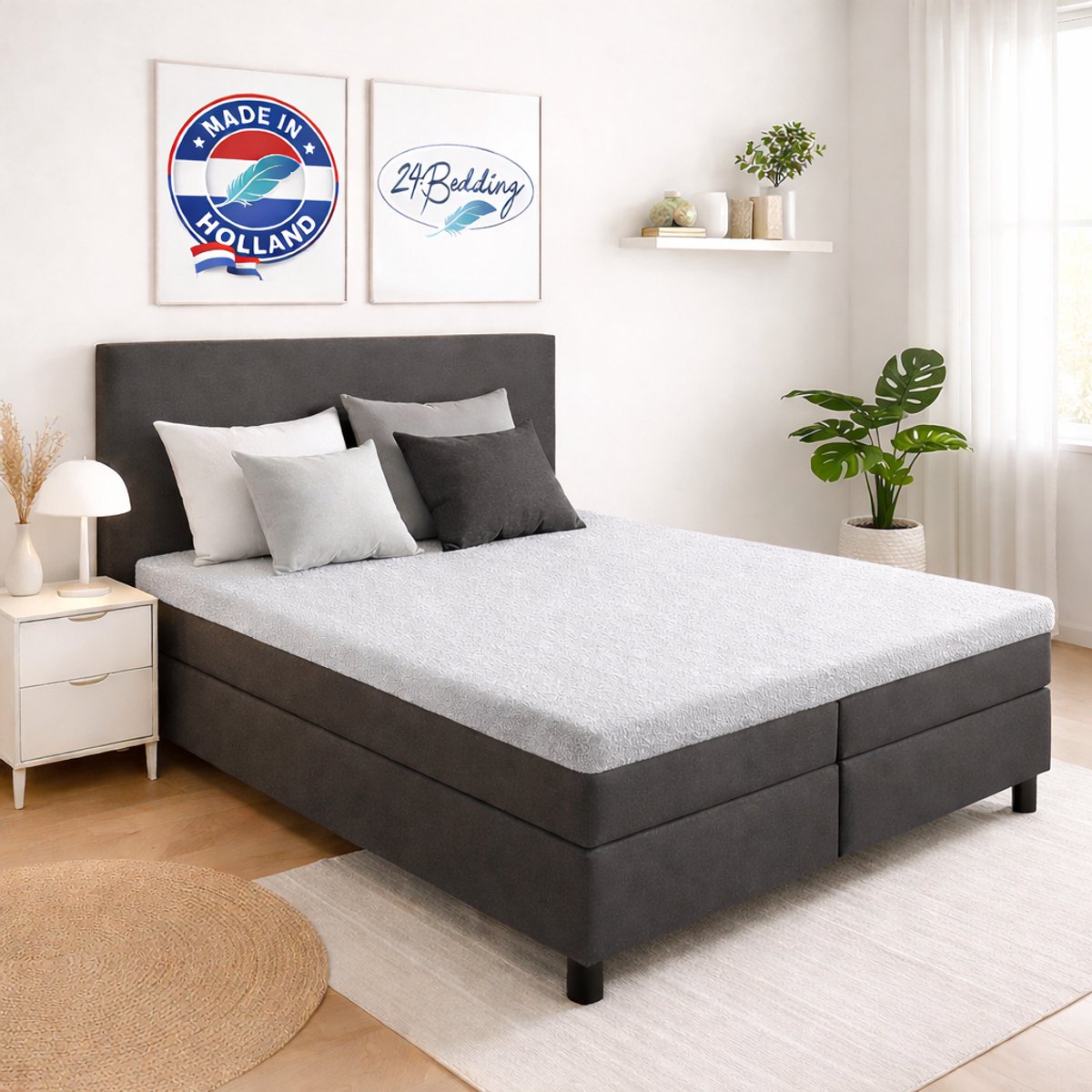 24-Bedding - Badstof Topper Hoeslaken - zilver Grijs - 180x210 cm - Extra Zware Kwaliteit - Rondom Elastiek - Voor topper matrassen van 5 tot 15 cm