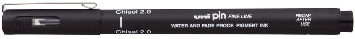 Uni Pin fineliner, 2,0 mm, schuine punt, zwart 12 stuks