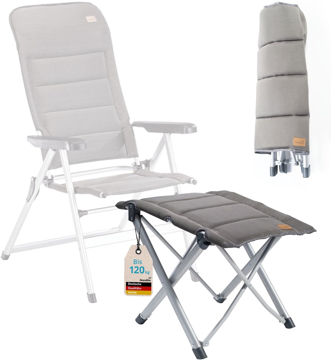 Skandika campingkruk Lepola - Opvouwbare campingstoel, aluminium, 40 cm hoog, belastbaar tot 120 kg, draagbare kruk voor onderweg | Klapkruk, vouwkruk, campingstoelen, klapstoelen, camping, outdoor