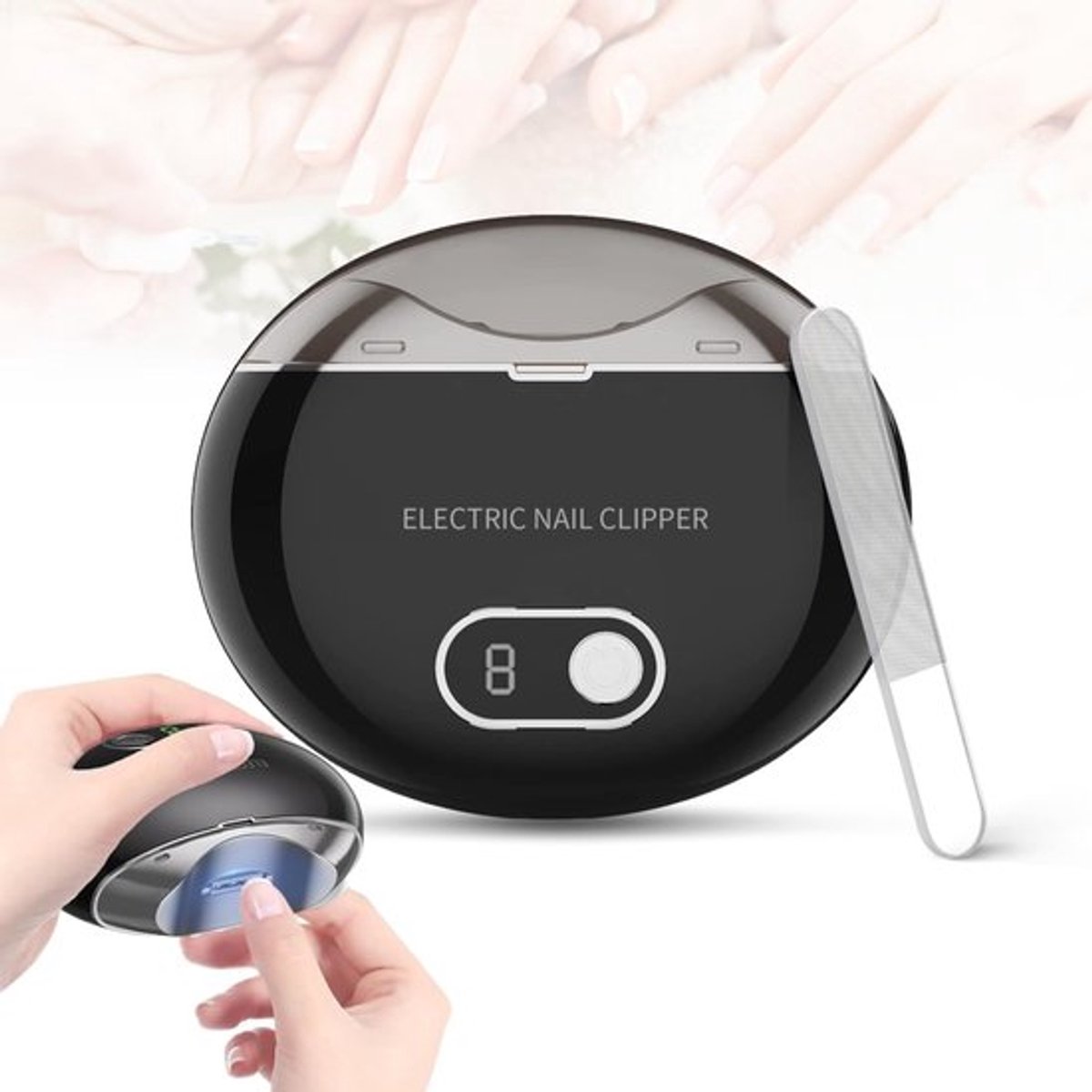 Elektrische nagelknipper - Oplaadbare nageltrimmer - Automatische nagelknipper - Nagelverzorging - Waterdicht - Nagelset - LED-lampje - Drie snelheidsstanden - Wit thumbnail 5