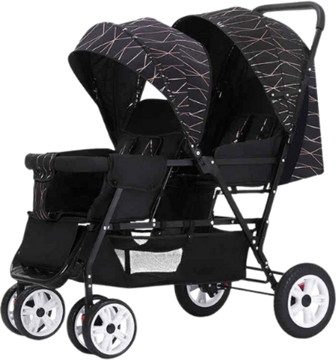 Hennova Duo Kinderwagen Inklapbaar voor 2 Kinderen - Zwart - Hennova - €154,95
