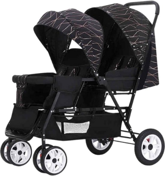 Hennova Duo Kinderwagen Inklapbaar voor 2 Kinderen - Zwart - Hennova - €154,95