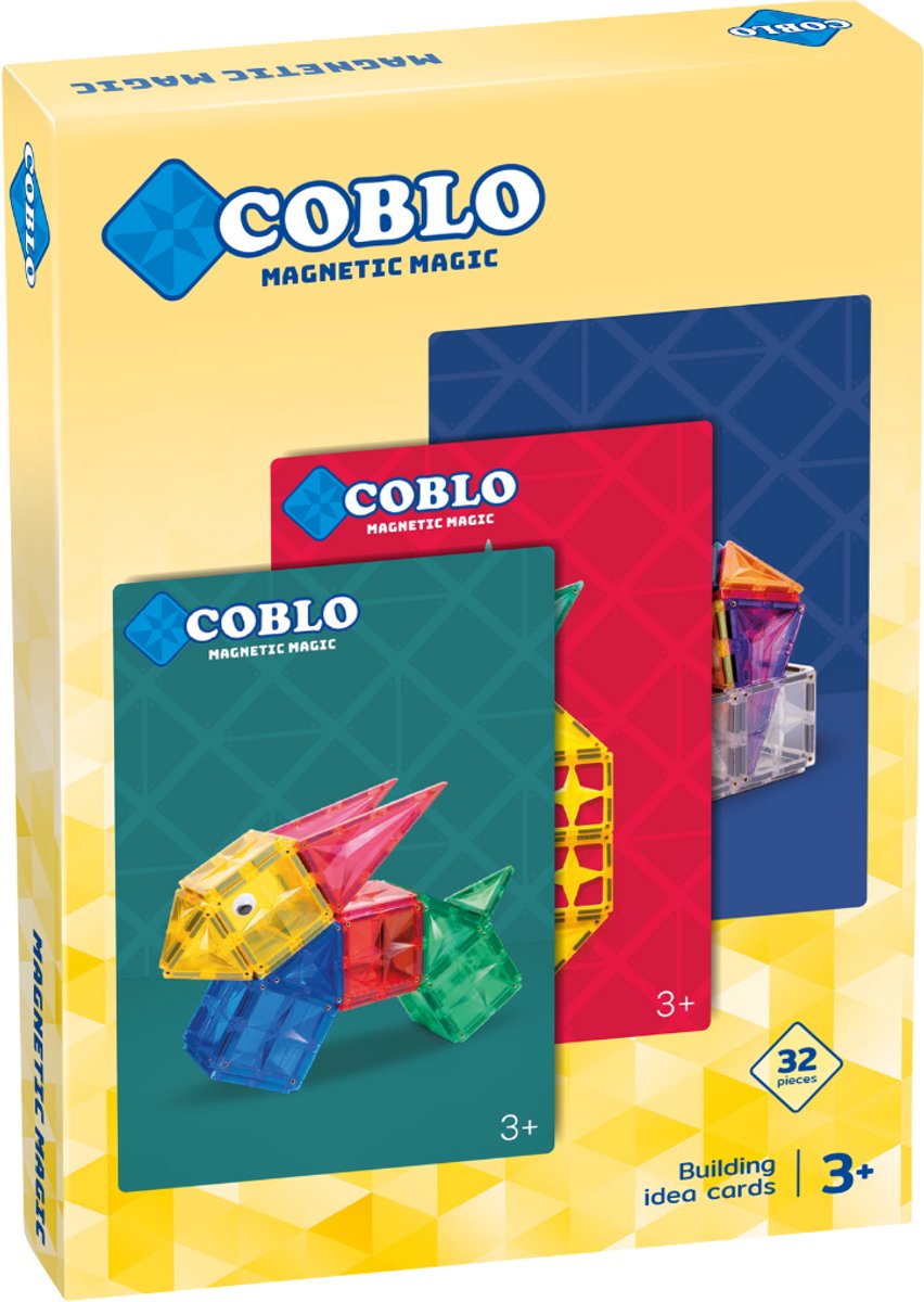 Coblo – Magnetic Tiles Bouwkaarten – 32 stuks – Uitbreiding voor magnetische tegels – Montessori speelgoed– Magnetisch speelgoed – Vanaf 3 jaar