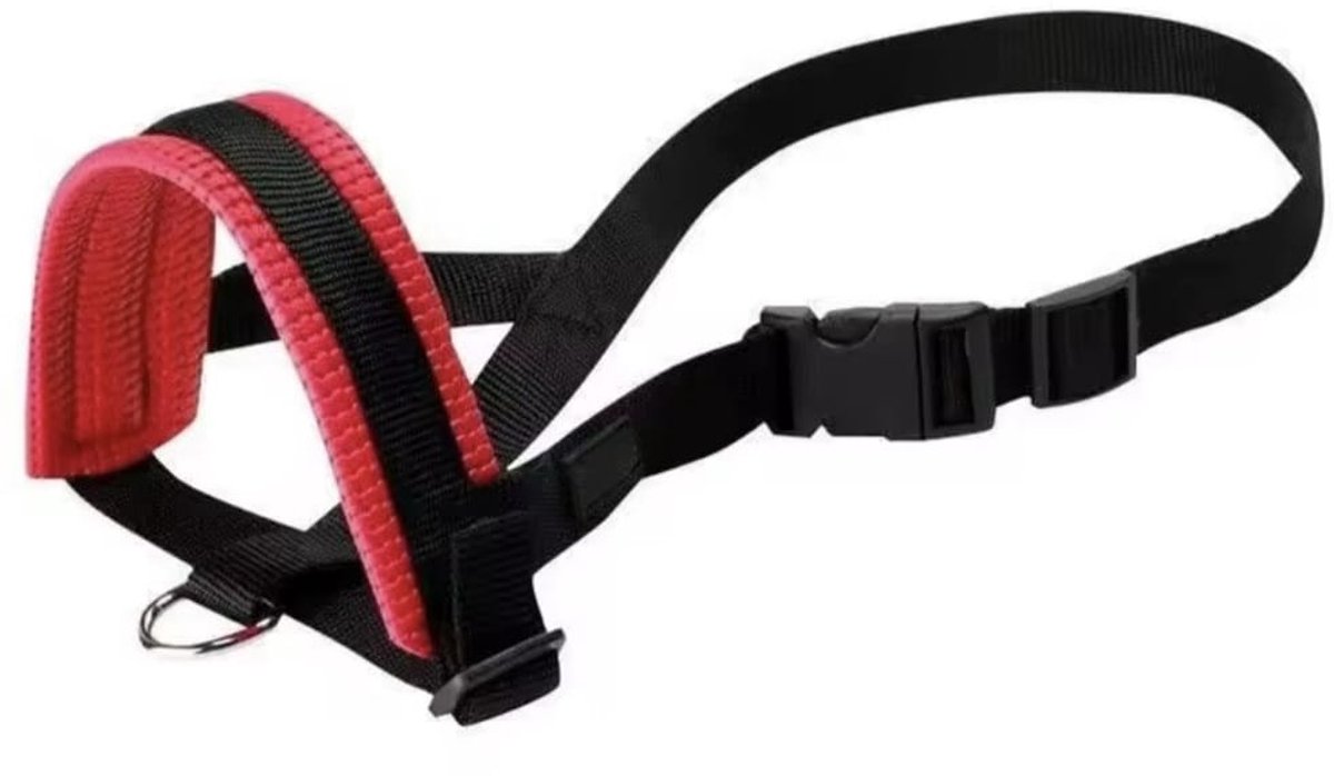 Hoofdhalster hond - Maat M - Anti trek - Rood - Gevoerd - Hoofdhalster en muilkorf - Antitrek hoofdhalster hond - Hoofdhalster hond - Antitrek hond - Trainingshalsband