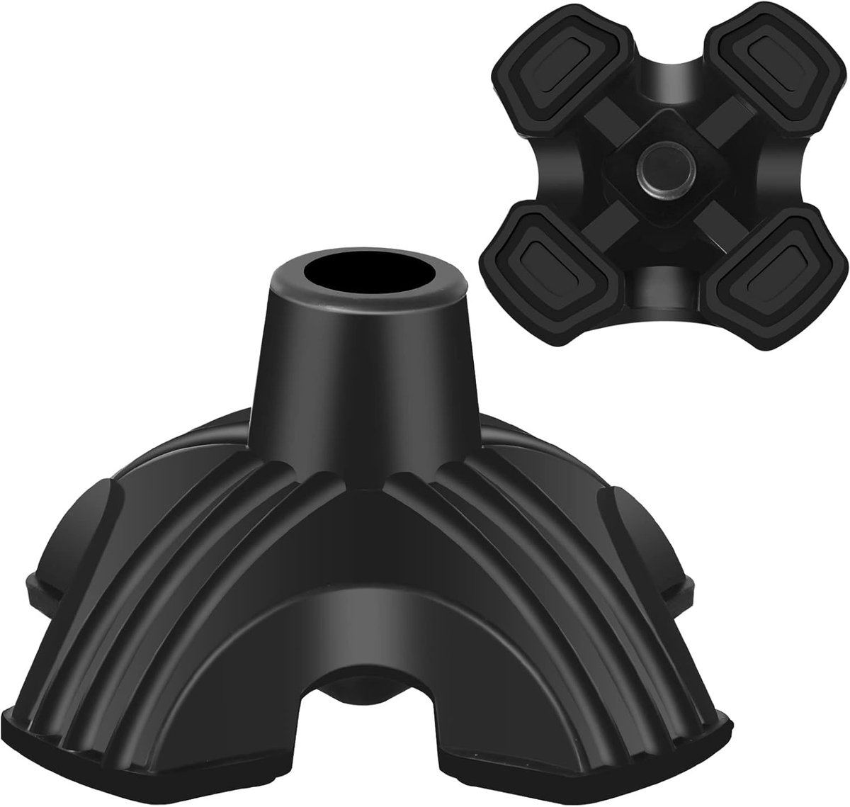 Wandelstok Dop - 2 Stuks - Rubberen - Met 4 pootjes - Voor wandelstok 22 mm - Zwart - 12*6cm - Wandelstokbodem - Krukdoppen - Wandelstok - Blijf rechtop