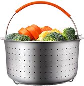 RVS Stoommandje - met Siliconen Handgreep - Stoompan-inzetstuk - stoominzet van roestvrij staal 304 - met siliconen handgreep - buitendiameter 21,5 cm - Hoogte 12 cm - voor het stomen van groenten en eieren