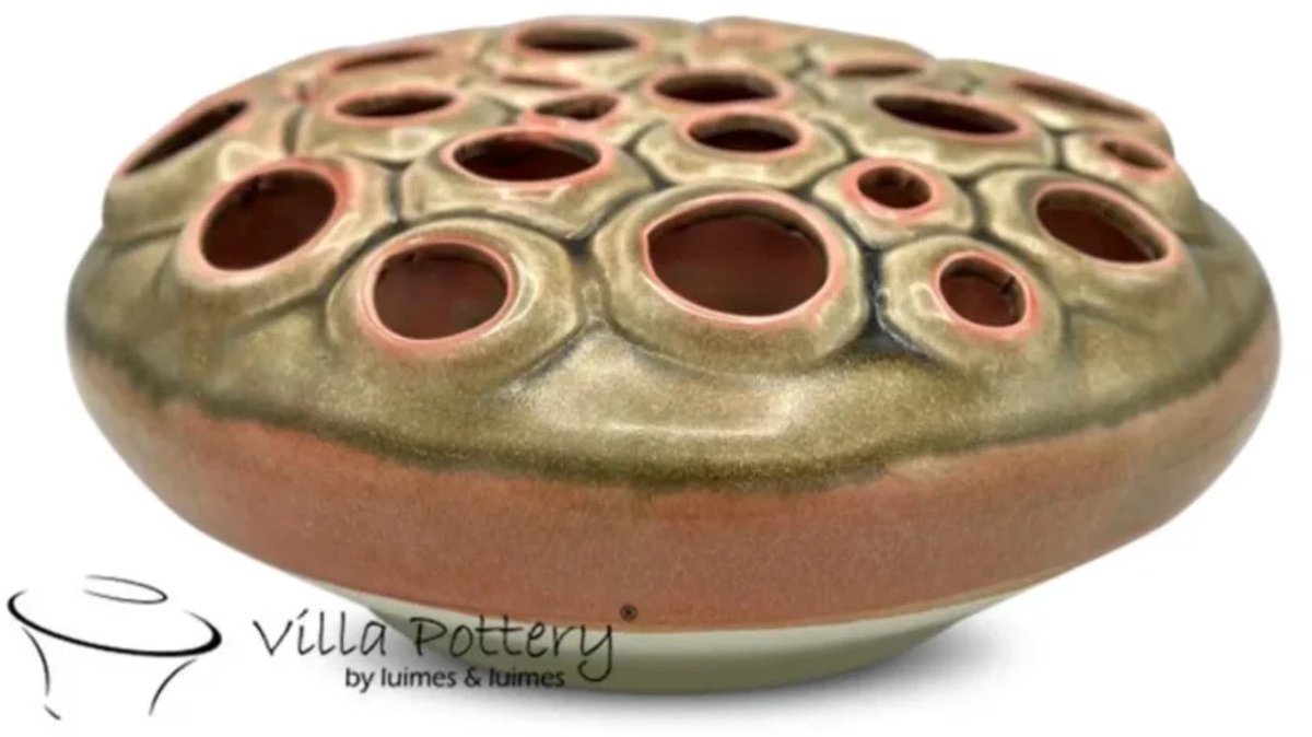 Villa Pottery Grijs Bordeaux Rood vaas Coral D34 x roze