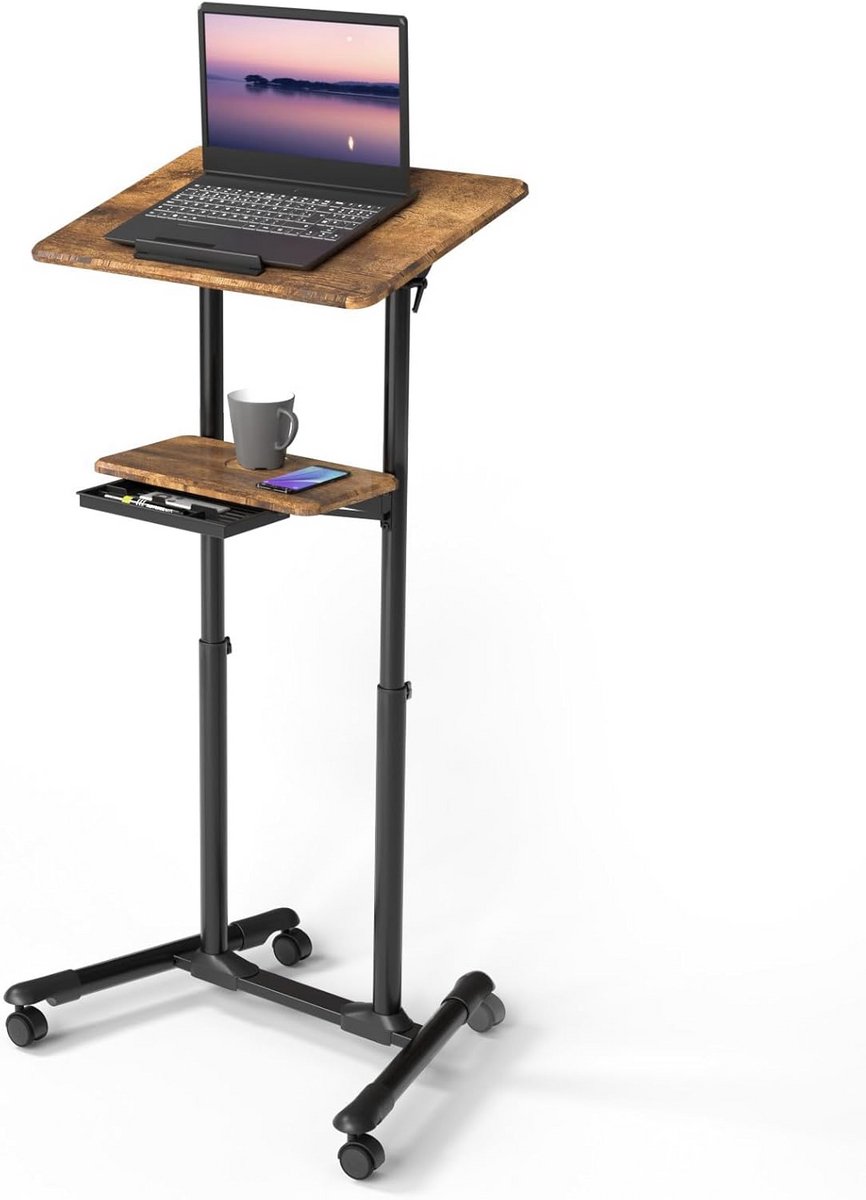 Ergonomische laptoptafel - In hoogte verstelbaar - Bijzettafel - Compact