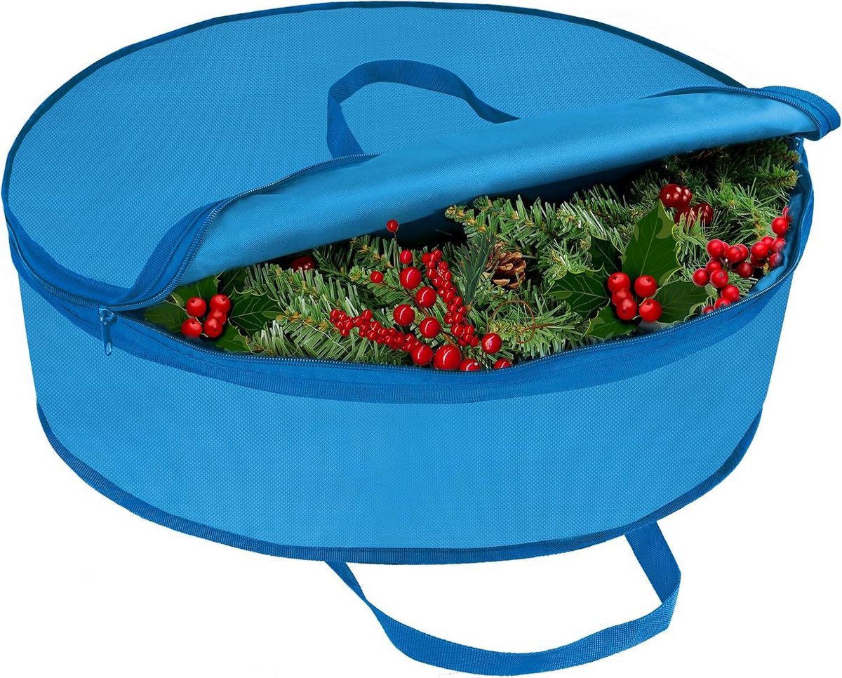 Uitbreidbare Opbergtas voor Kerstkransen en -Decoratie met Handvat en Ritssluiting