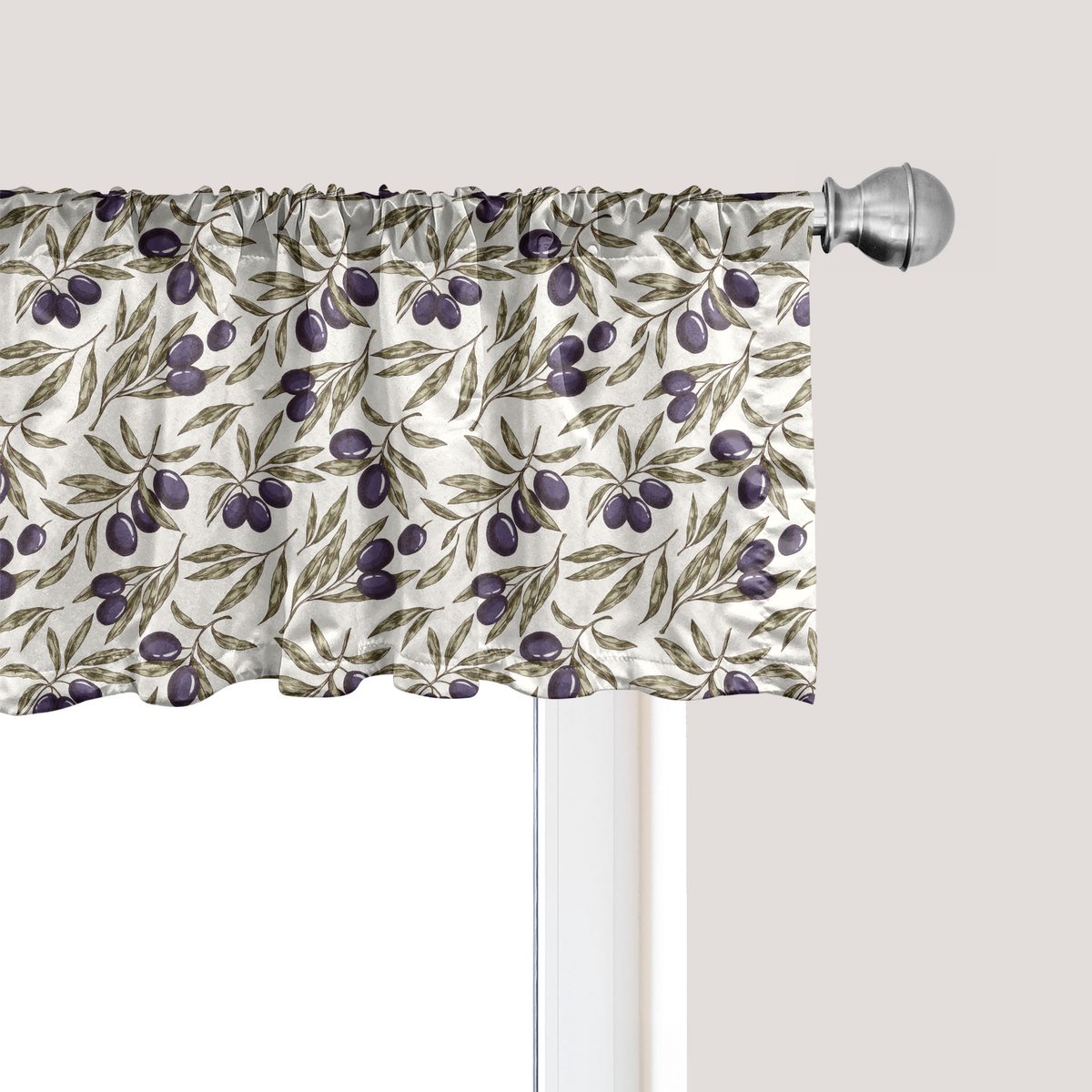 ABAKUHAUS Olijfgroene raamvalance, gordijnvalance voor keuken en slaapkamer met tunnelzoom, 137 cm x 45 cm, kwarts taupe