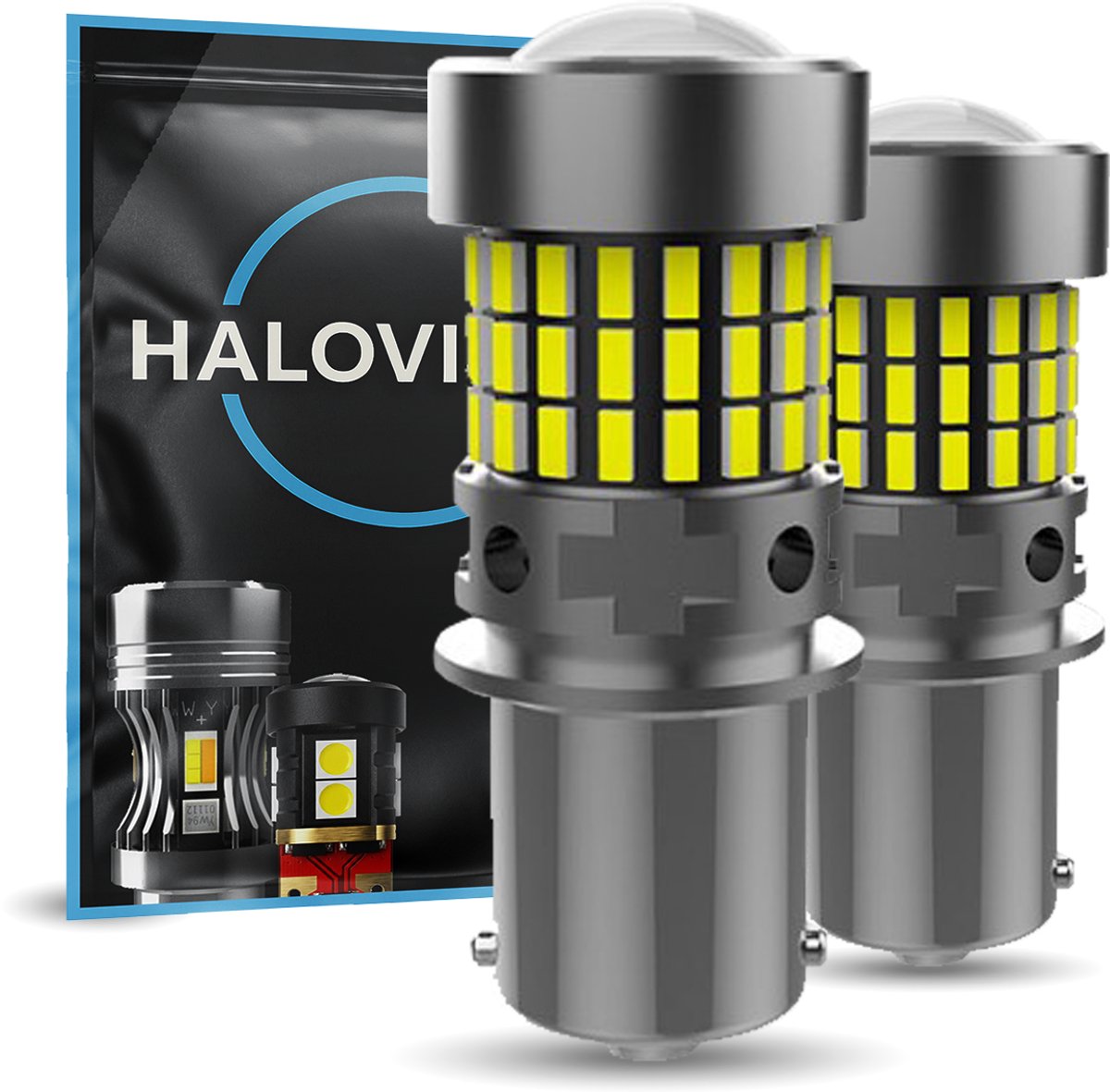 HaloVision Turbo LED BA15S P21W 1156 – Helder Wit 6000K 6W - Canbus Plug en Play Achterlicht Achteruitrijverlichting en Remlicht LED Set van 2 Autolampen