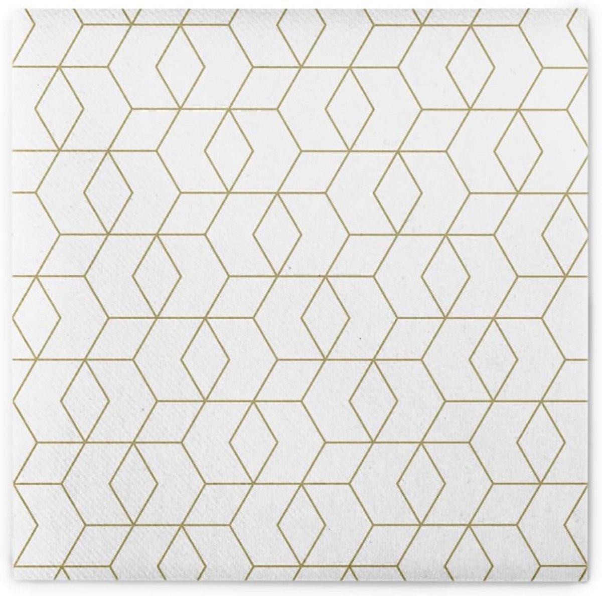 Luxe Airlaid Servetten Wit Goud Geometrisch Patroon Hervormbaar 40x40 cm - 12 Stuks