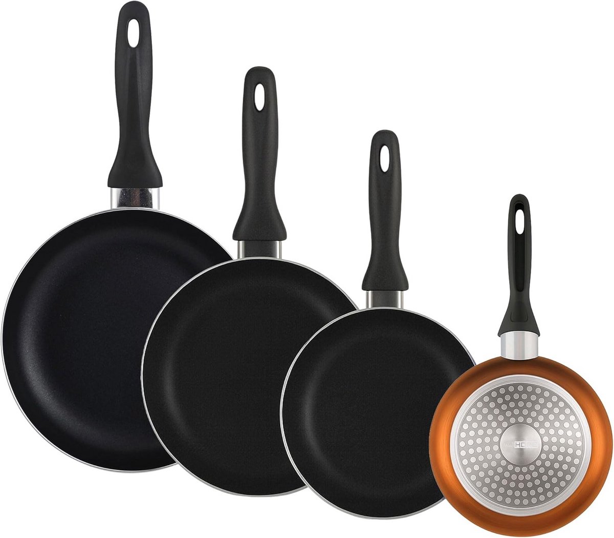 Set van 4 Koekenpannen Aluminium Antiaanbak Non-stick Geschikt voor Alle Warmtebronnen