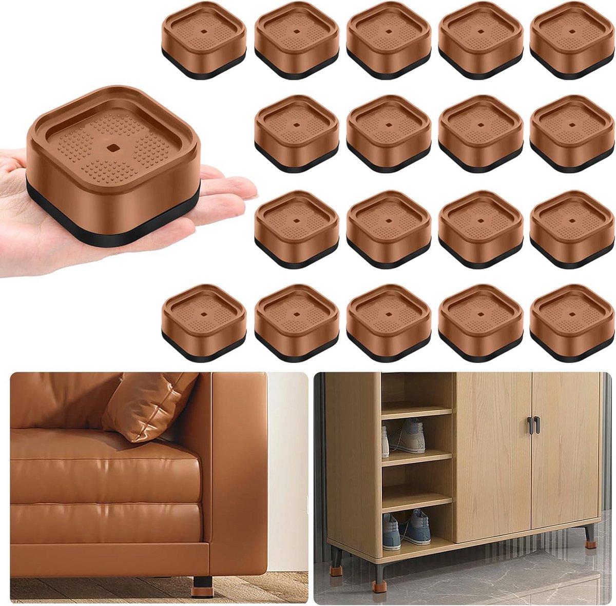 Verstelbare Meubelverhogers Set 18 Stuks voor Bed, Bureau en Bank