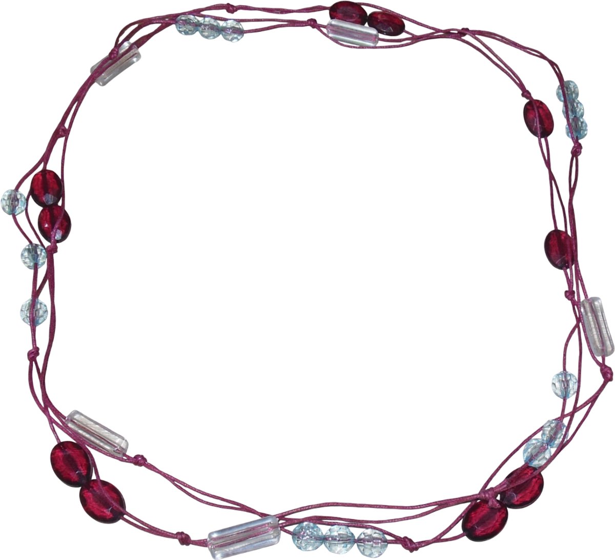 Ketting met kralen bordeaux rood-transparant
